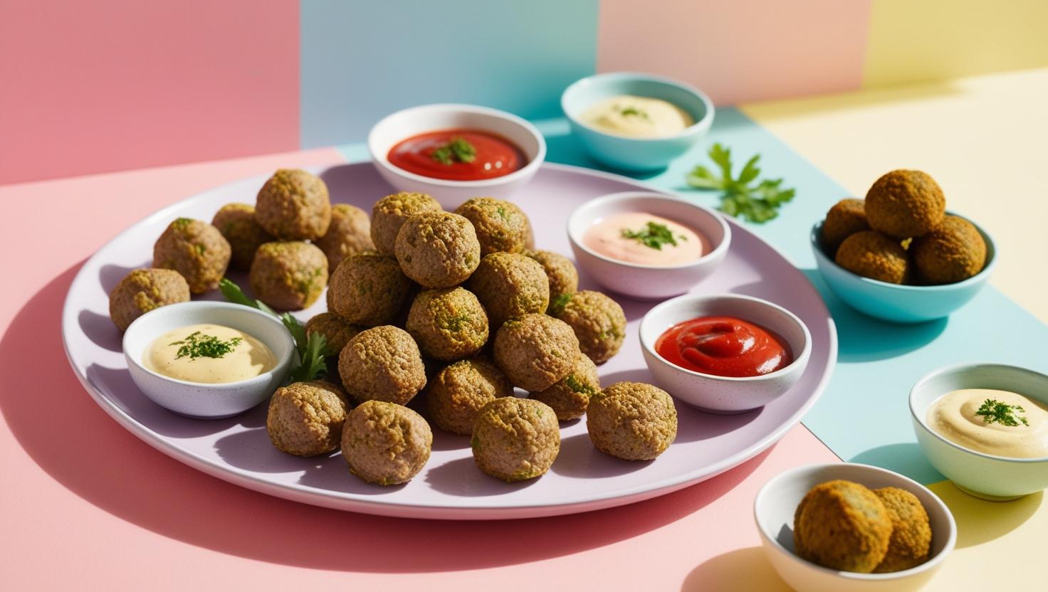 Quick and Easy Recipes: Mini Meatballs & Falafel with Dipping Sauces